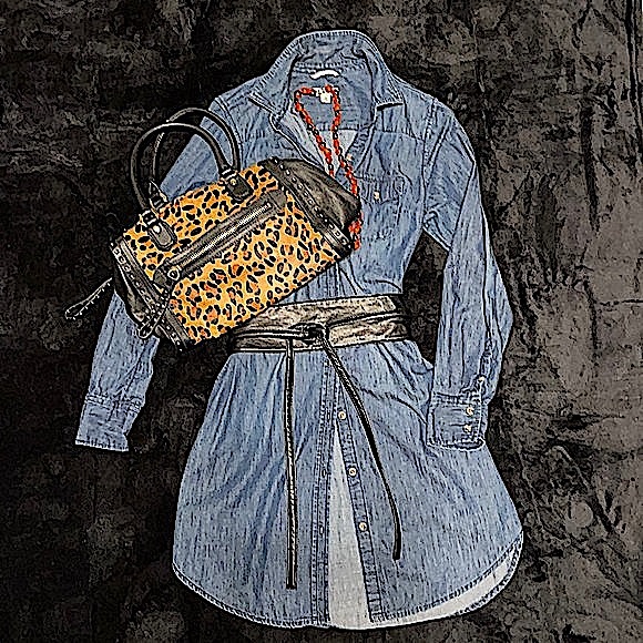 Replica orYANY Leopard Print/Cowhide Satchel Bag - Picture 3 of 12